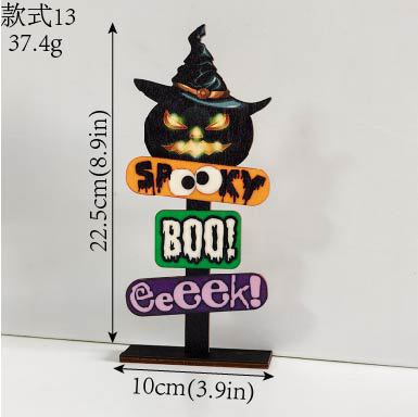 跨境亚马逊鬼节装饰用品万圣节南瓜精灵字母木质摆件幽灵木制摆台|undefined