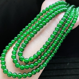 Jade Sweater Chain Long Style Bright Green Millet Jade Bead Chain Pendant Men's Jade Treatment Necklace Sweater Chain Women's