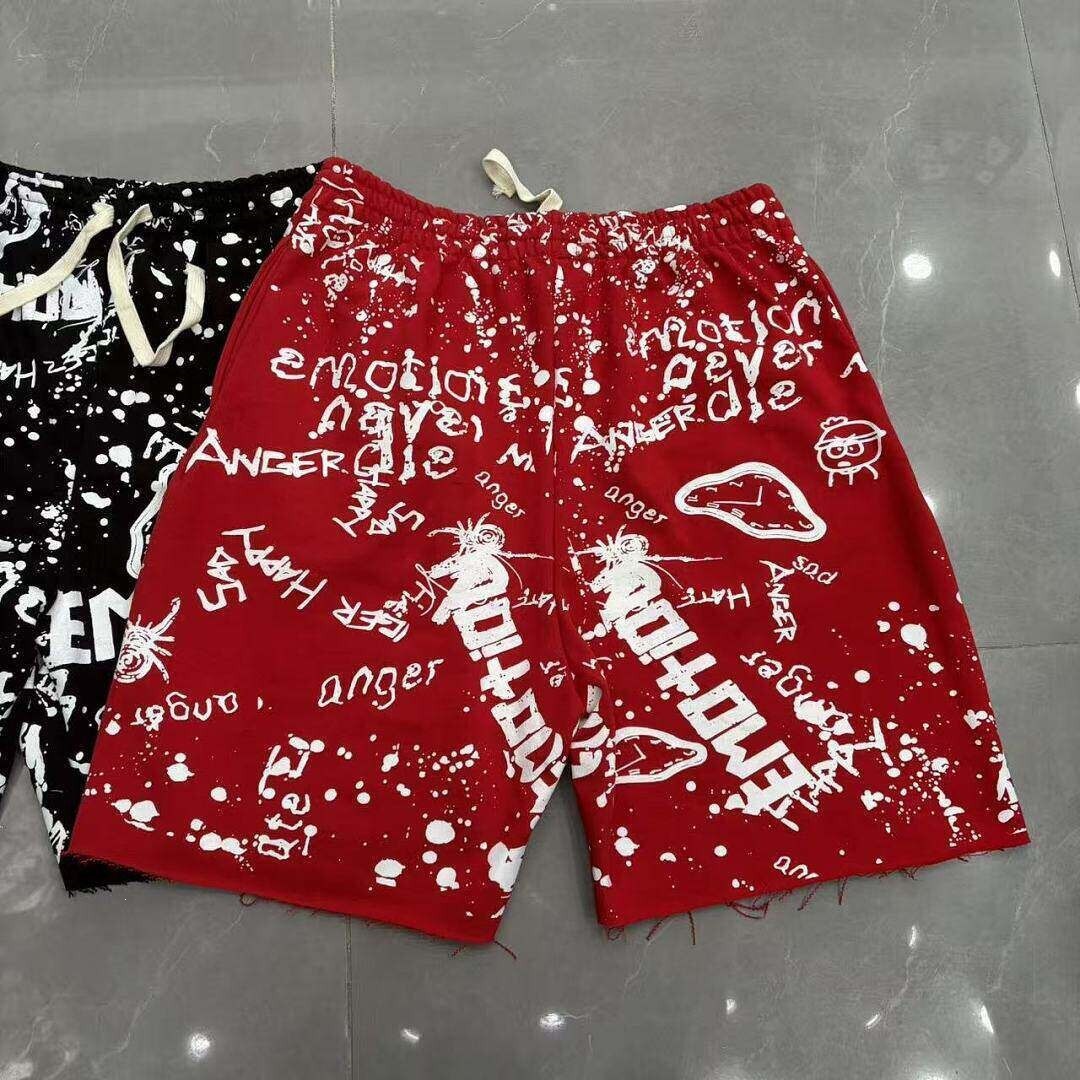 Shorts de Algodón de Verano Estilo Urbano Retro con Estampado Integral de Letras, Corte Recto y Holgado, para Hombre y Mujer