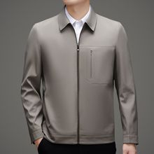 高档2025秋季新款中年翻领休闲夹克男外衣爸爸装干部品牌茄克男装