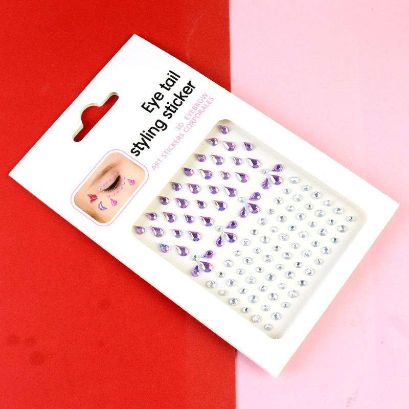 Transfronterizo AB diamantes coloridos joyas de maquillaje de ojos maquillaje facial pegatinas de diamante para niños espectáculo de escenario pegatinas faciales pegatinas de cristal perlas
