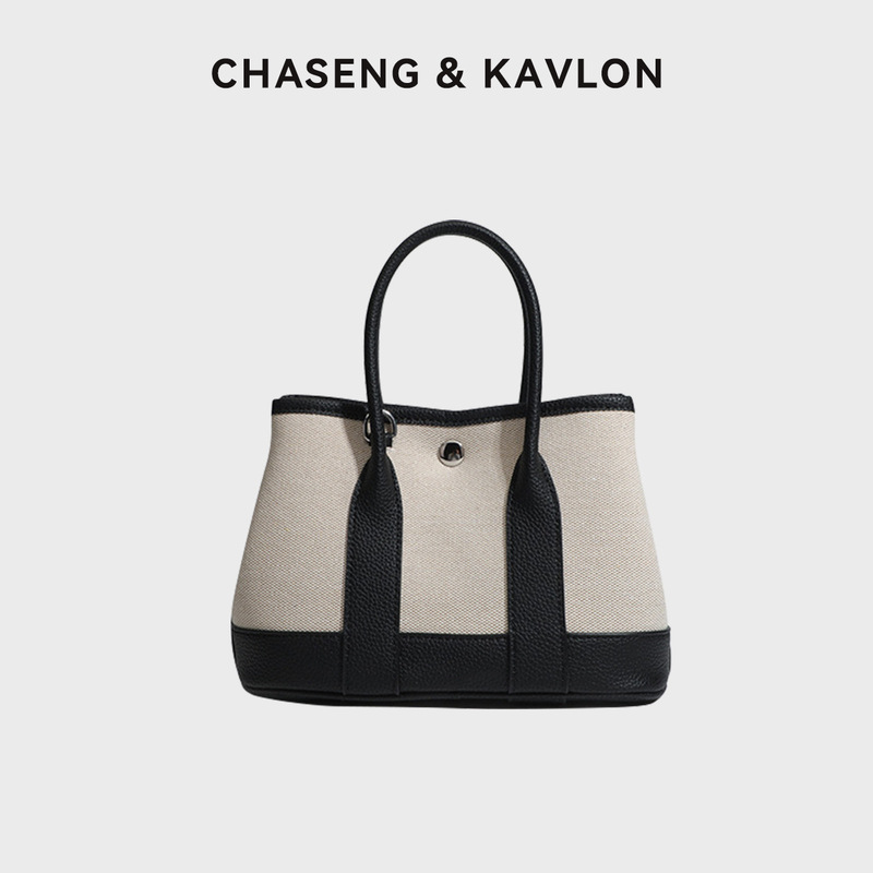 Color-Blocking Garden Bag with a High-End Feel, Women's Canvas Handbag, 2026 New Model, Commuter Shoulder Mini Crossbody Bag for Women