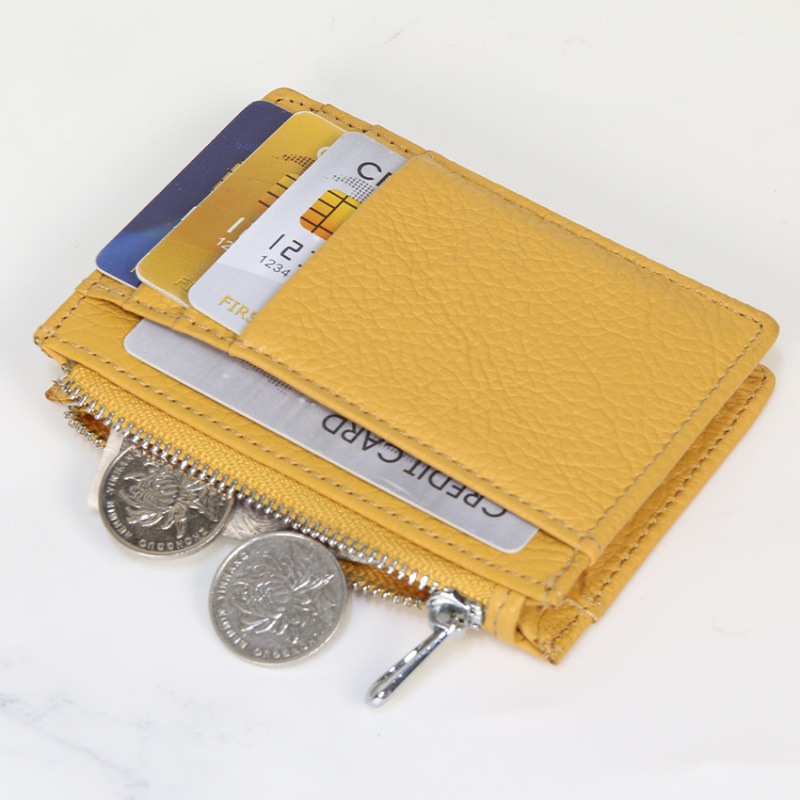Id Card Holder, Large Capacity, Multiple Card Slots, Unisex Multifunctional Wallet, Ultra-Thin Korean Style Genuine Leather Bank Card Holder