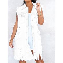 Y 41495 Oversized Ripped Fringe Denim Vest �ƶ�����ţ������