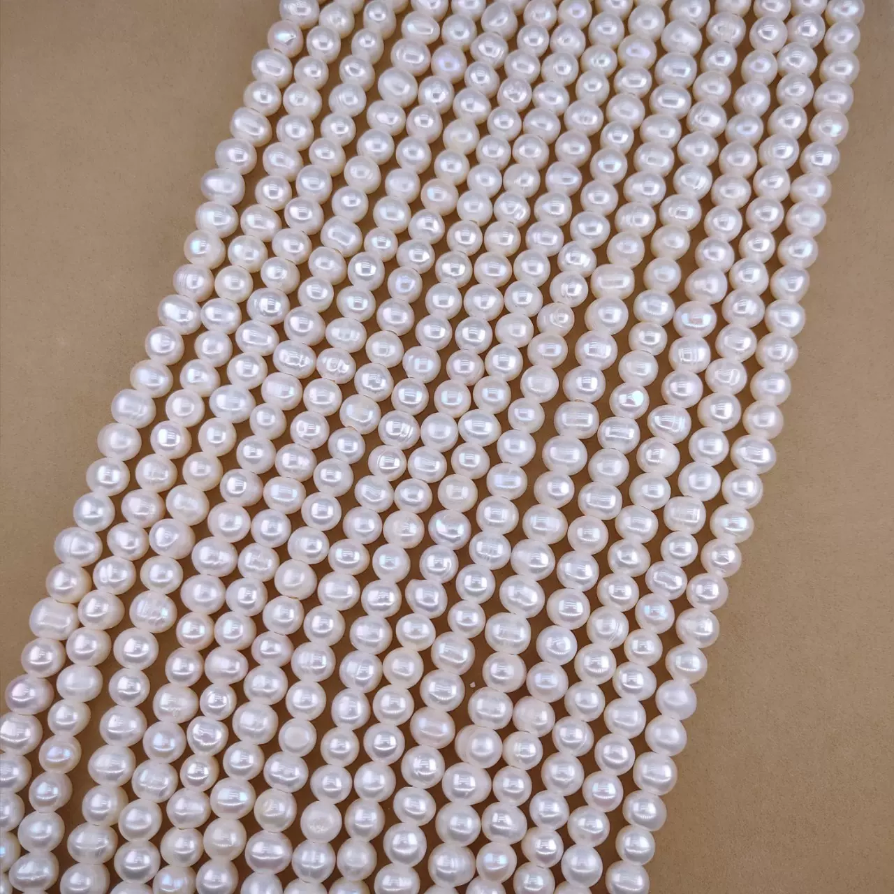 强光2mm大孔螺纹珠天然淡水珍珠椭圆Pan多拉手链材料diy外贸批发