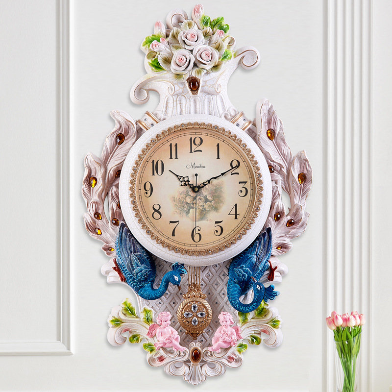 Americana elefante salón reloj creativo Reloj de pared Retro estilo europeo mudo decorativo cuarzo péndulo pastoral Reloj de pared al por mayor