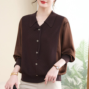 Middle-aged women spring new sweater top mother spring and autumn long sleeve T-shirt thin small shirt western style top