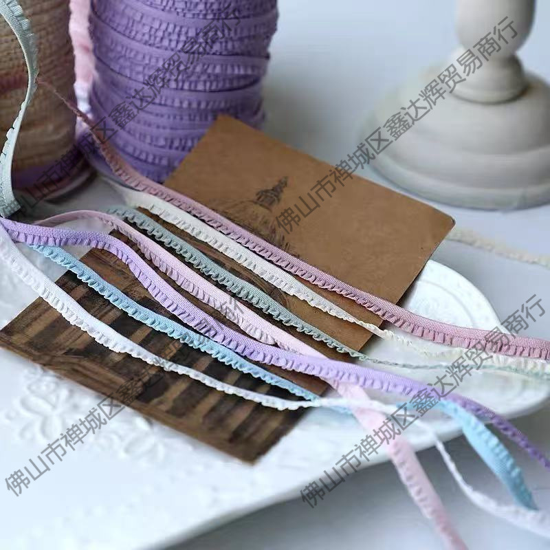 辅料/娃衣花边高品质多色弹力褶边皱褶荷叶边木耳边迷你蕾丝边6mm