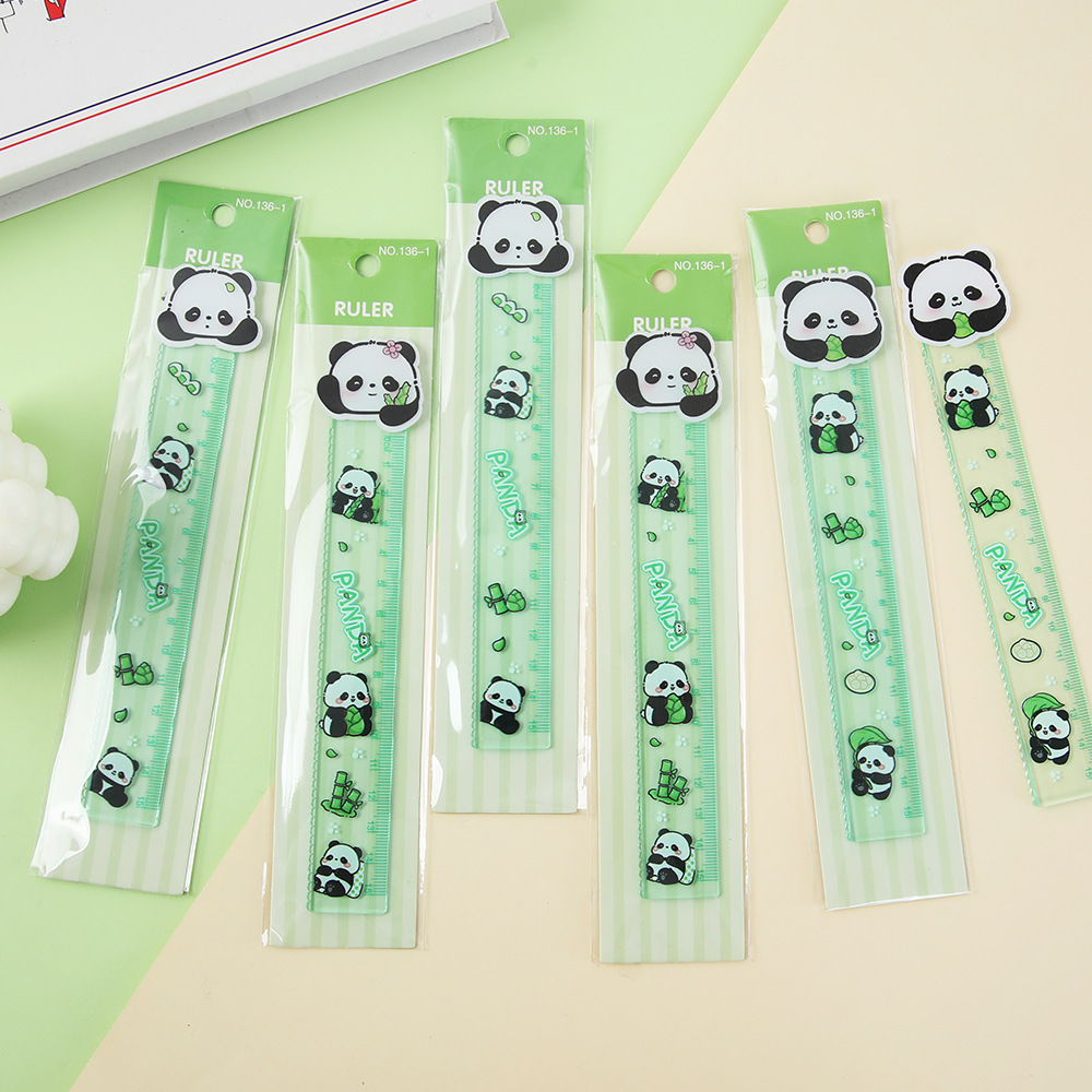 Círculo animado panda regla recta 15cm de alto valor nominal de papelería de estudiantes de primaria regla de onda baja grado artículos de papelería de estudiantes