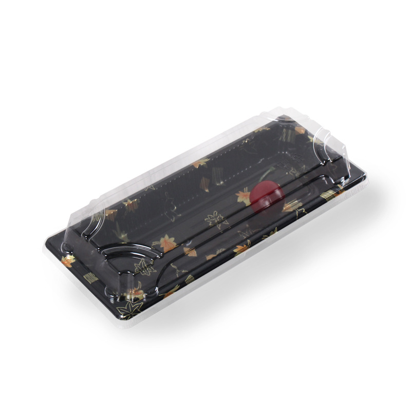 食品级黑色加厚长条打包盒 一次性日式料理便当盒 吸塑制品定做