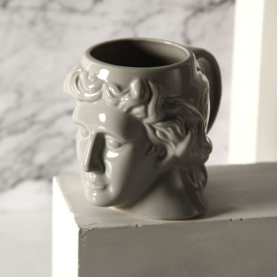 Ceramic Cup Creative Face Carved Thinker Exquisite Tea Cup Kiss Hanging Ear Hand Brewed Coffee Cup and Saucer Festival