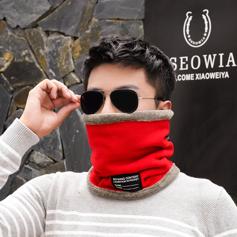 Pullover Scarf Men's Autumn and Winter Korean Style Warm Windproof fleece-lined Thickened Neck Protection Neck Sleeve Women's Outdoor Windproof Mask Fashionable