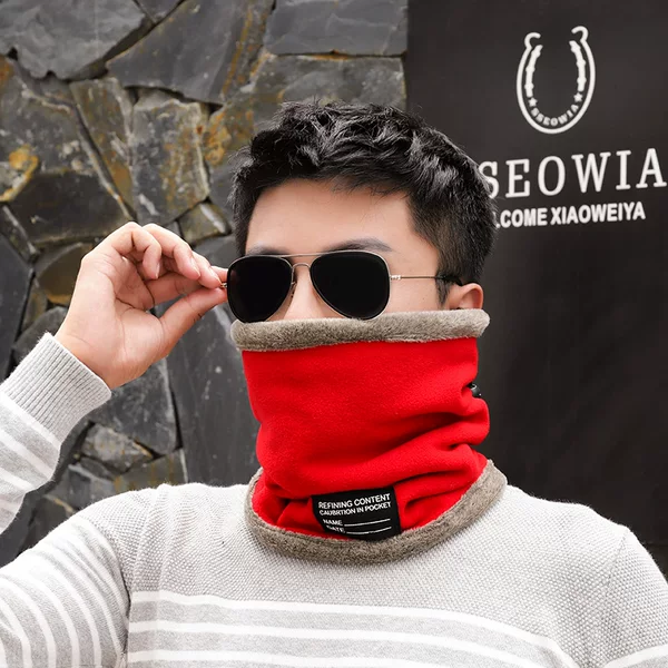 Pullover Scarf Men's Autumn and Winter Korean Style Warm Windproof fleece-lined Thickened Neck Protection Neck Sleeve Women's Outdoor Windproof Mask Fashionable