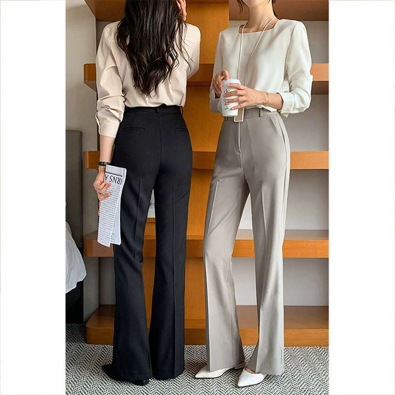 Autumn suit, flared trousers, high-quality style