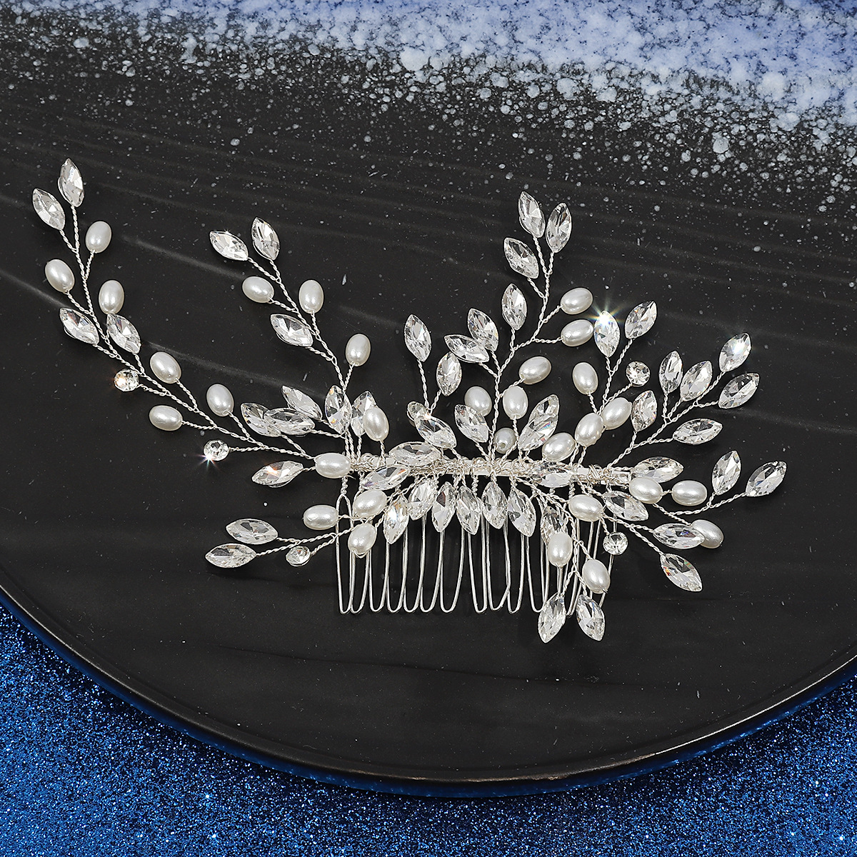 2023 New Pearl Rhinestone Insert Comb Female Forest Style Bride Headwear High-end Princess Hair Accessory Ancient Style Hanfu Headwear 
