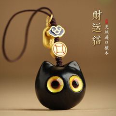猫の携帯電話のチェーンは男性の女性のカップルの檀木の質のペンダントの自動車のキーホルダーのカバンの小さいペンダントを掛けます。