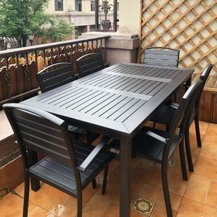 Outdoor Plastic Wood Tables and Chairs Courtyard Combination Coffee Outdoor Open-Air Leisure Commercial Terrace Balcony