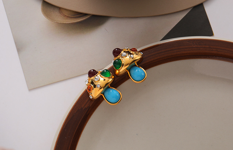 Fashion Mushroom Copper Plating Inlay Rhinestones Ear Studs 1 Pair