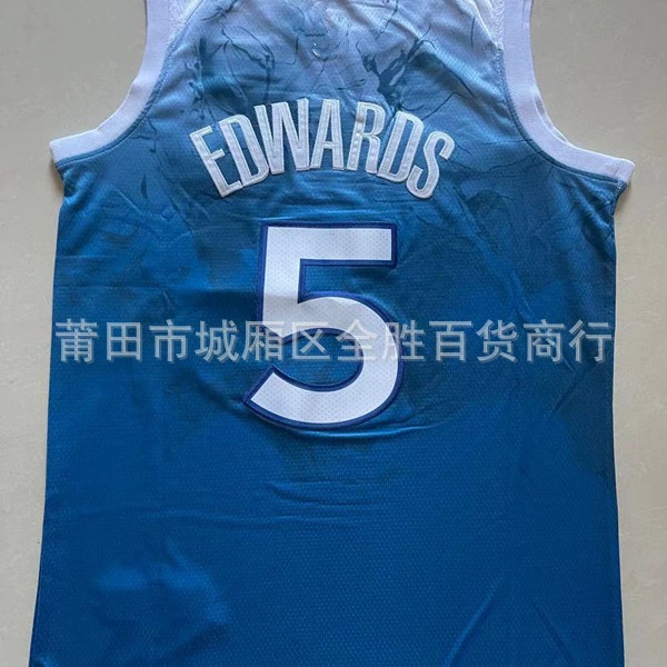 Timberwolves#5 Edward EDWARDS embroidered retro basketball suit Wolves Jersey