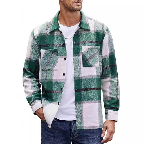  Amazon Men's Plaid Fleece Thick Casual Fashion Versatile Striped Shirt Jacket Stylish Commute Essential