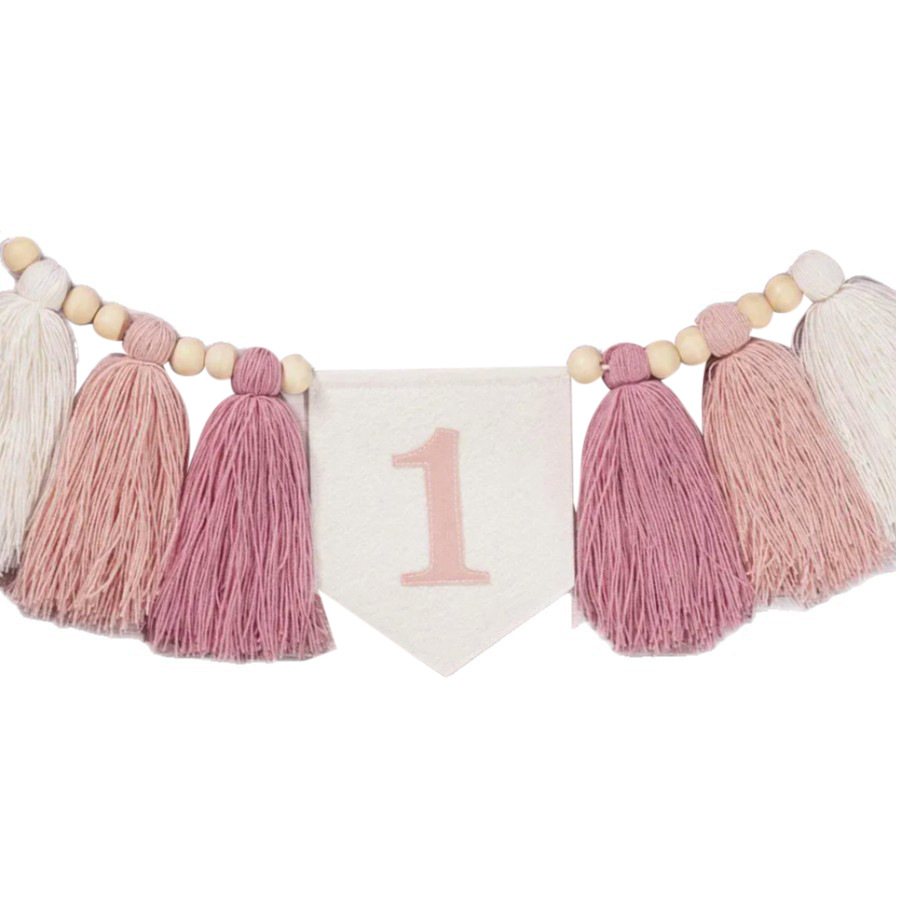 Personalizado 1 cumpleaños bancarta silla alta hilo rosilla guirlandas 1 fiesta decoración bandera accesorios de cumpleaños