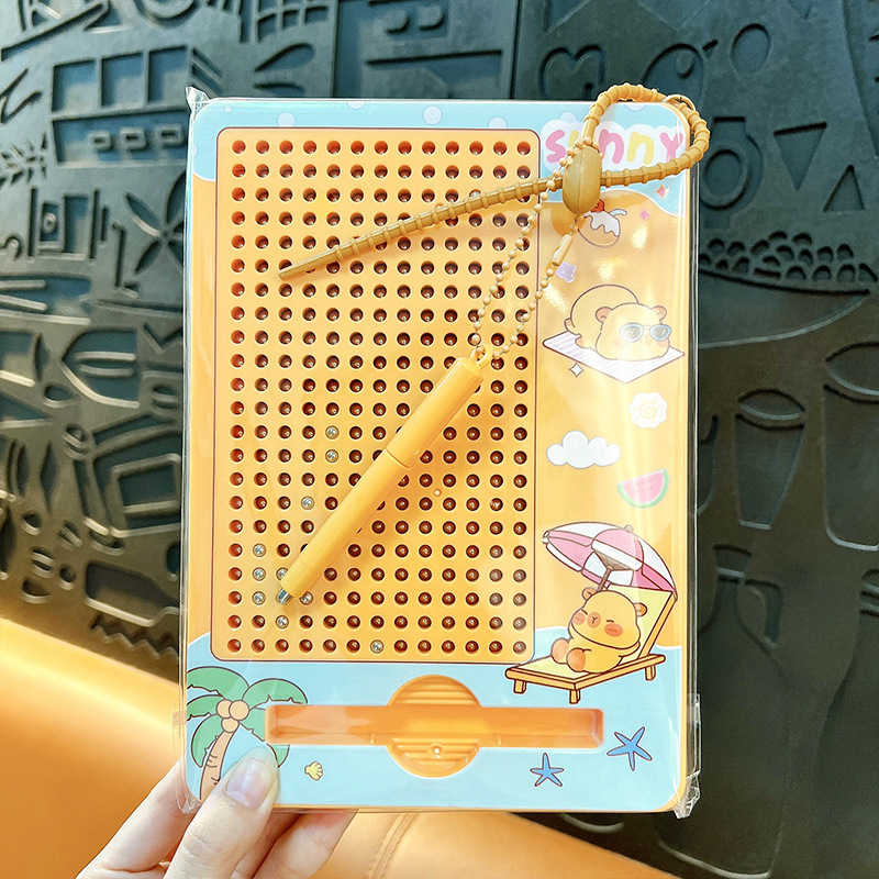 创意卡通动物大号286珠磁吸钢珠画板钥匙扣趣味解压学生玩具挂件|undefined