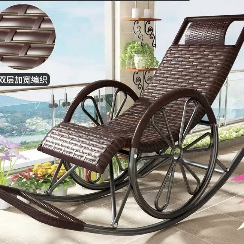 夏季藤编摇椅四季可用特厚钢架中老年休闲防水防晒承重斤|undefined