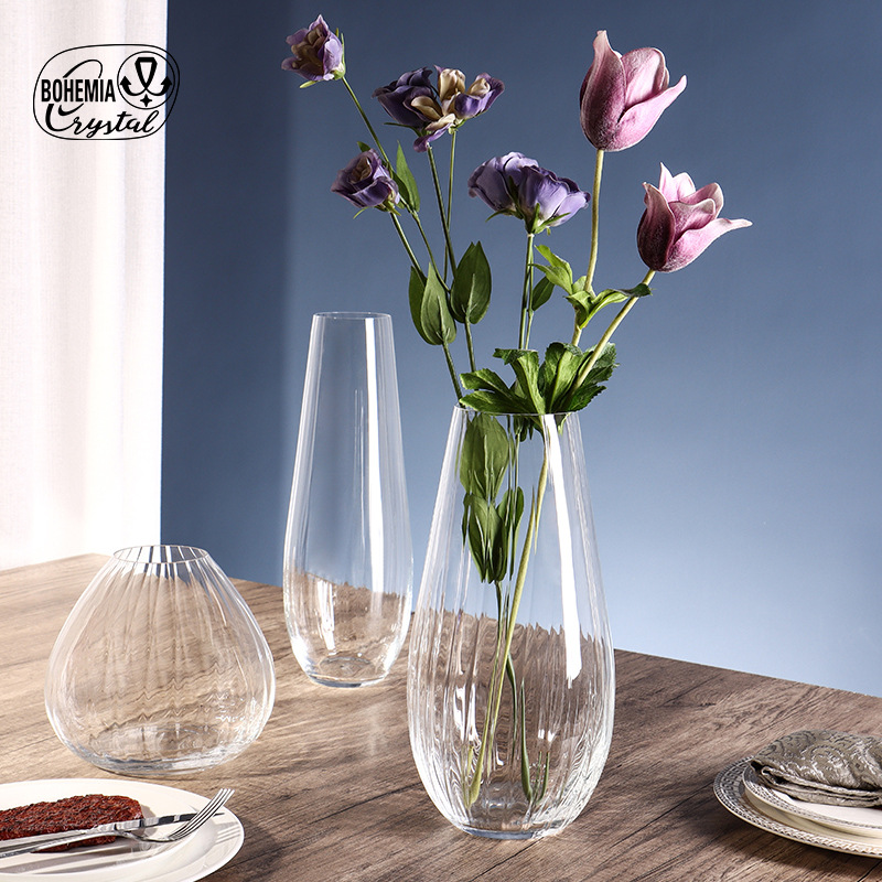 Lex sin plomo cristal vasos grandes estilo europeo simple viento transparente alta permeabilidad sala de estar hidropónica decoración de flores secas
