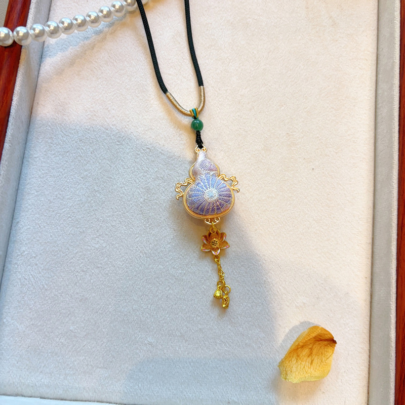 【成品】纯手工双面葫芦挂坠非遗宋锦真丝项链百搭小众高级感配饰|undefined