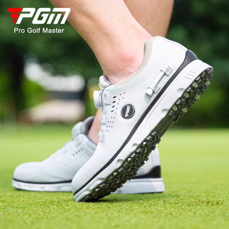 Giày golf PGM nam chống thấm nước, có bút đánh dấu từ tính và bóng TEE, núm vặn dây giày — XZ302-Xám trắng (kiểu dây giày), XZ302-Xám trắng (kiểu núm)