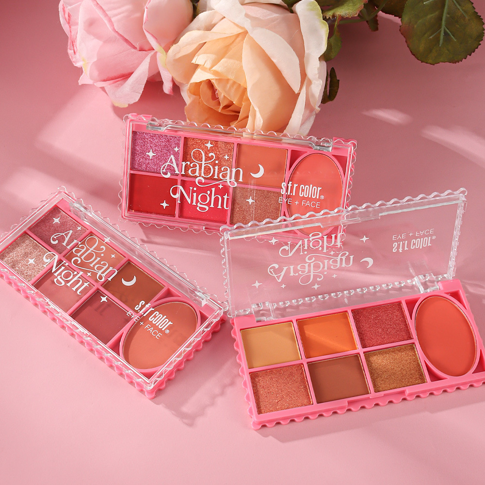s.f.r. transfronterizo para personalizar el maquillaje del escenario fácil de colorear perlada matte eye shadow blush 2 en 1 bandeja de maquillaje