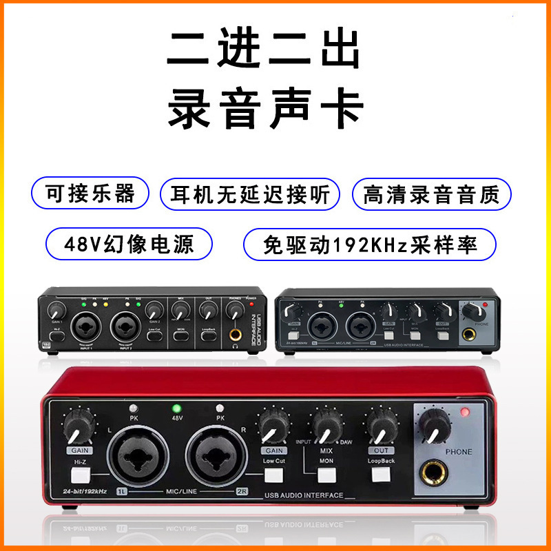 Professional Recording Sound Card for Recording Songs, Otg Singing, Recording and Arranging Audio, External Mixer, Computer Internal Recording, Driver-Free