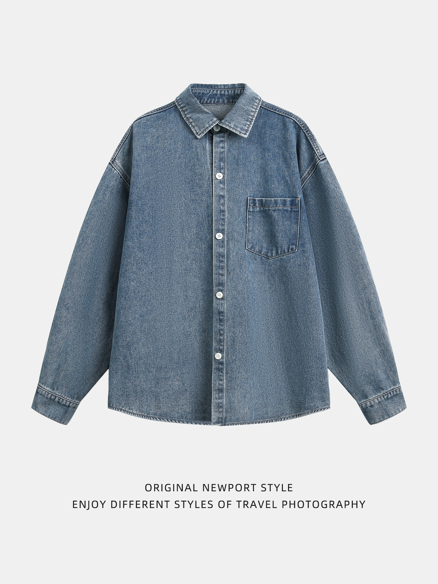 レトロオリジナル牛長袖シャツメンズ25秋新作和風ルーズトレンドブランドカジュアルウォッシュデニムシャツジャケット