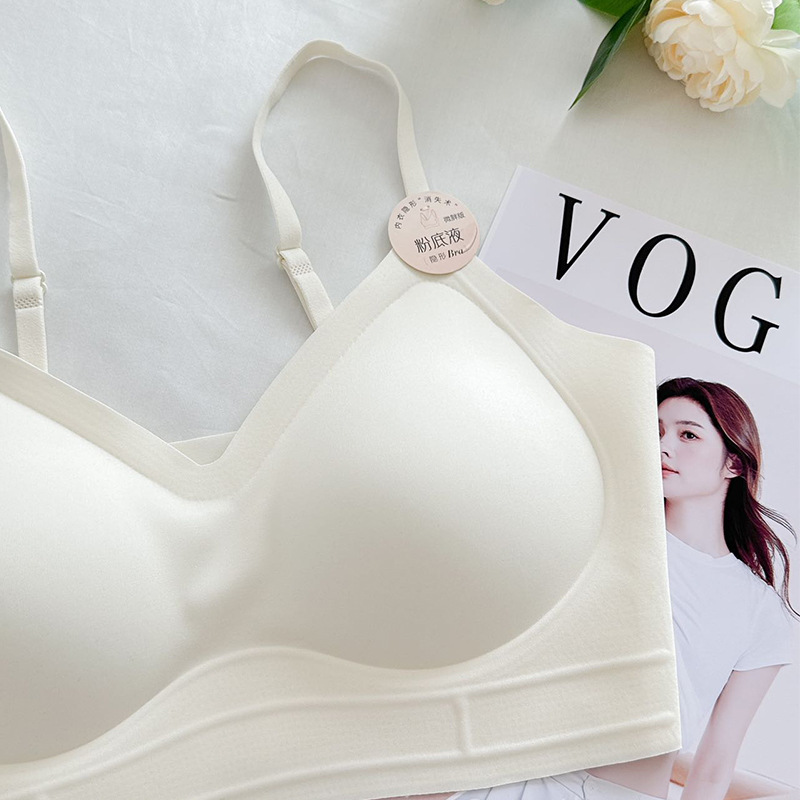 女性用中型および大型サイズのアイスシルクシームレススパゲッティストラップ非磁性クラウドセンスゼリー下着ノンワイヤー固定カップ1361美しい背中|undefined