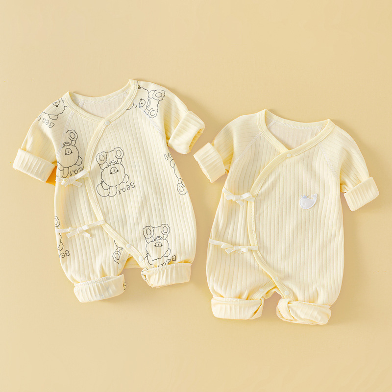 Ropa para niños otoño bebé mono cuatro estaciones sin hueso puro algodón bebé mameluco recién nacido manga larga mameluco