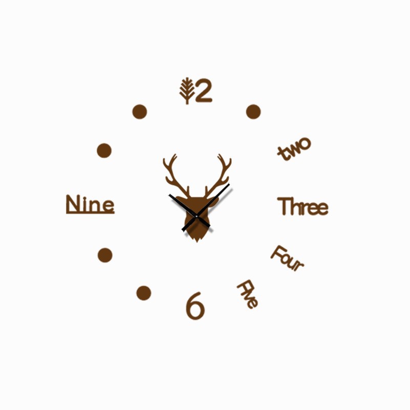Reloj de pared creativo Ins3D con cabeza de ciervo de acrílico, decoración para sala, reloj de pared personalizado moderno/silencioso