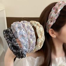 时尚轻奢气质百搭编织韩版宽边发箍复古彩色网纱夏季带齿头箍发饰