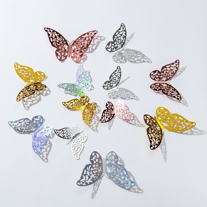 3D estereoscópico mariposa pared decoración de alta sensación autoadhesiva pared decoración de fondo de la casa sala de estar fiestas diseño pegatinas