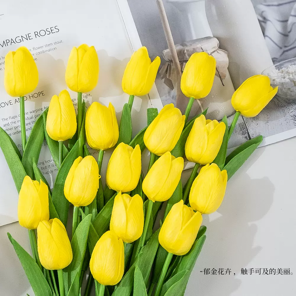 仿真PU郁金香仿真花精品   居家装饰花婚庆假花手感郁金香厂家