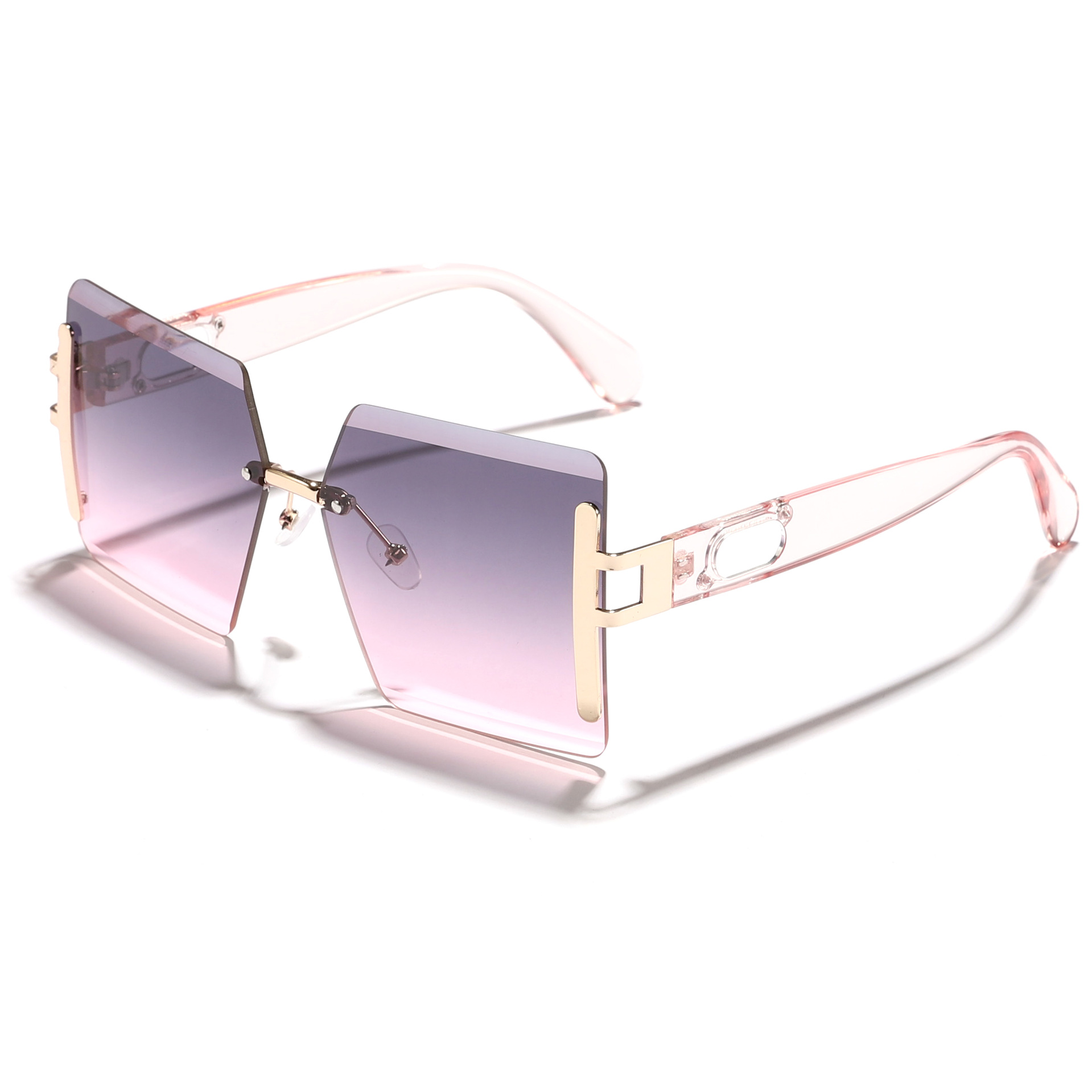Nuevas gafas de sol cuadradas sin marco multicolores transfronterizas, gafas de sol de protección solar de pasarela de lujo ligero europeo y americano para mujeres Sunglasses