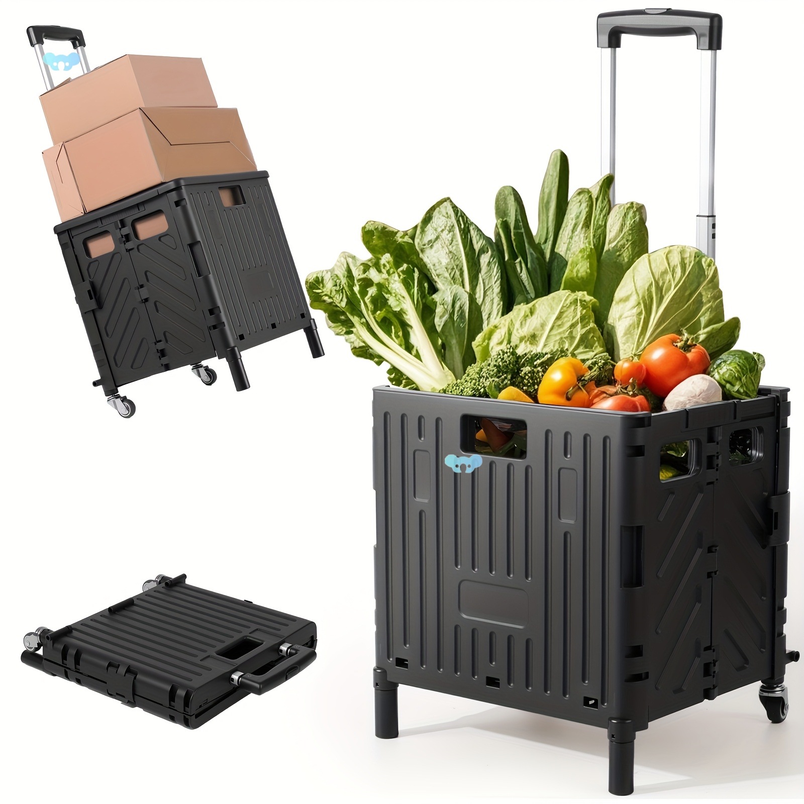 55 lbs High Load Bearing Rolling Cart 45L Large Capacity Transfronterizo