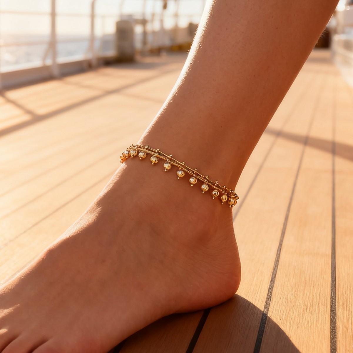 Women's Exotic Style Tassel Anklet Round Bead Design Fashion Vacation Jewelry_voghion.com