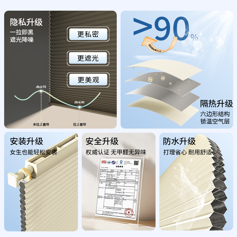 免打孔蜂巢帘卷帘百叶窗帘隔热防晒遮阳办公室阳台卧室浴室风琴帘|undefined