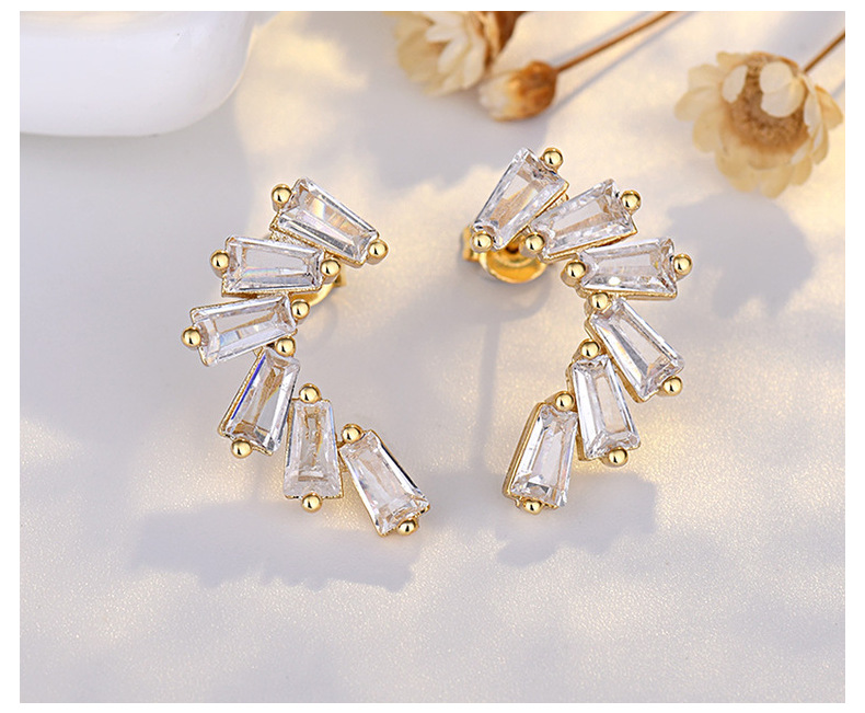 6g Weight 1 Pair Simple Style Square Plating Inlay Copper Zircon 14k Gold Plated Ear Studs