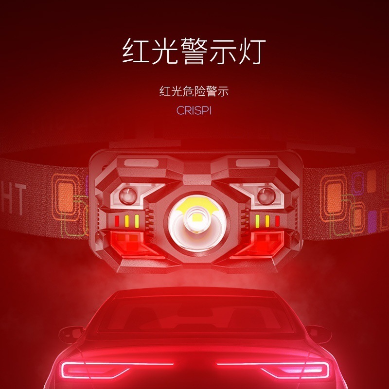 跨境户外感应式夜钓头戴灯红白双光迷你头灯便携式迷你聚泛光ABS|undefined
