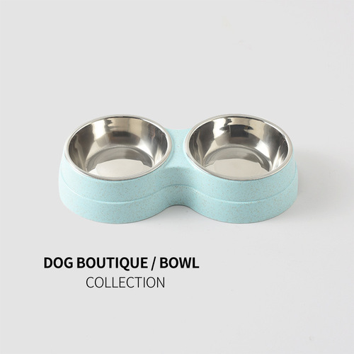 New pet bowl, stainless steel dog double bowl, cat and dog food bowl, drinking water feeding removable dog bowl, drop shipping