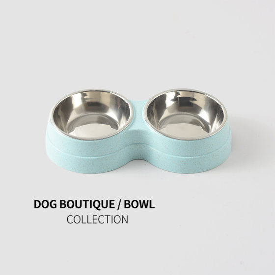 New pet bowl stainless steel dog double bowl cat dog food basin drinking water feeding detachable dog bowl a generation of hair