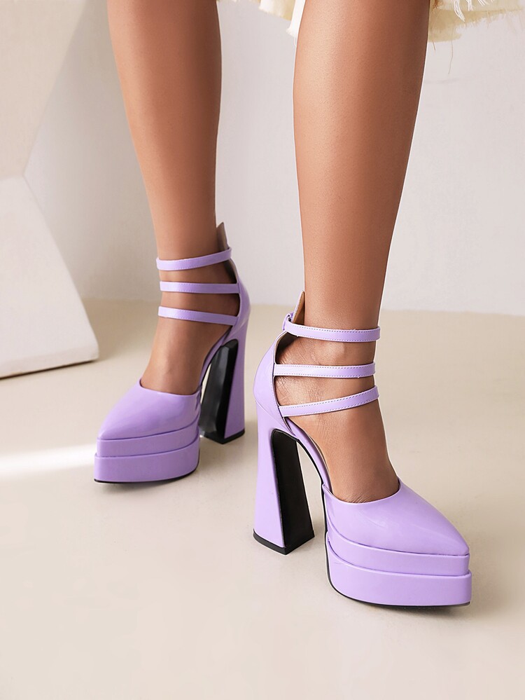 New street fashion pointy double water platform ankle buckle high heel fashion single shoes_voghion.com