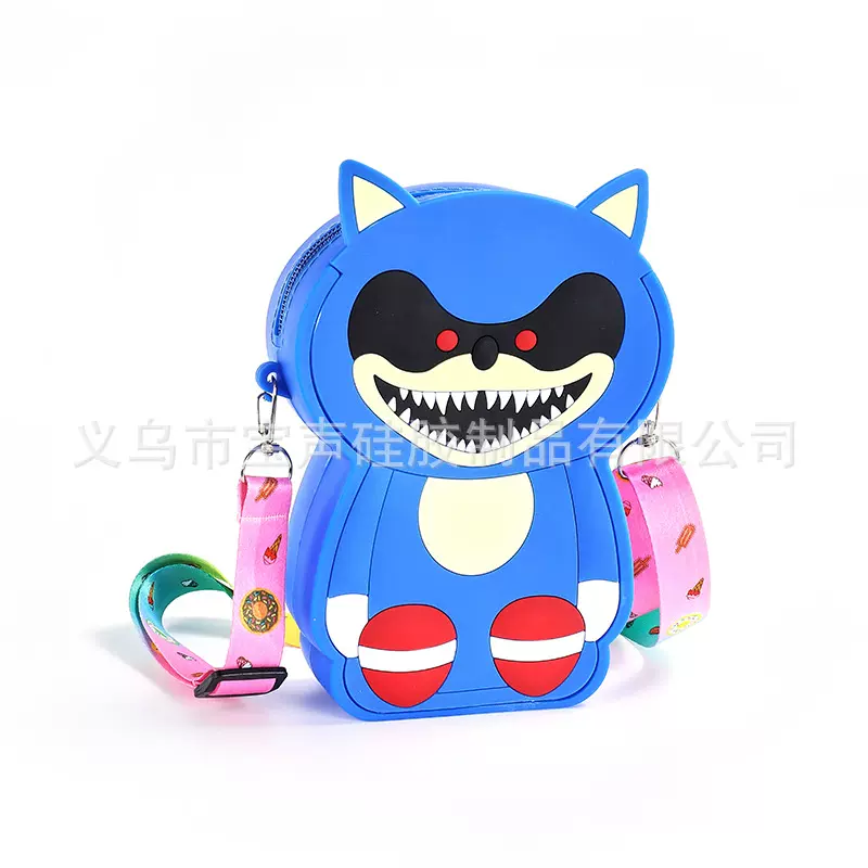 卡通小恶魔单肩包硅胶儿童收纳装饰包便携斜挎耐磨轻巧索尼克联名