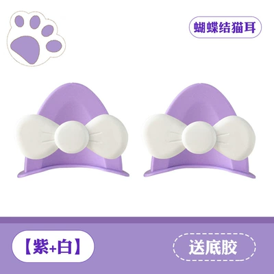 Motosiklet dəbilqələri: Accessories Cute Bow Bear - cat-ear-bow-purple-white-comes-with-traceless-glue